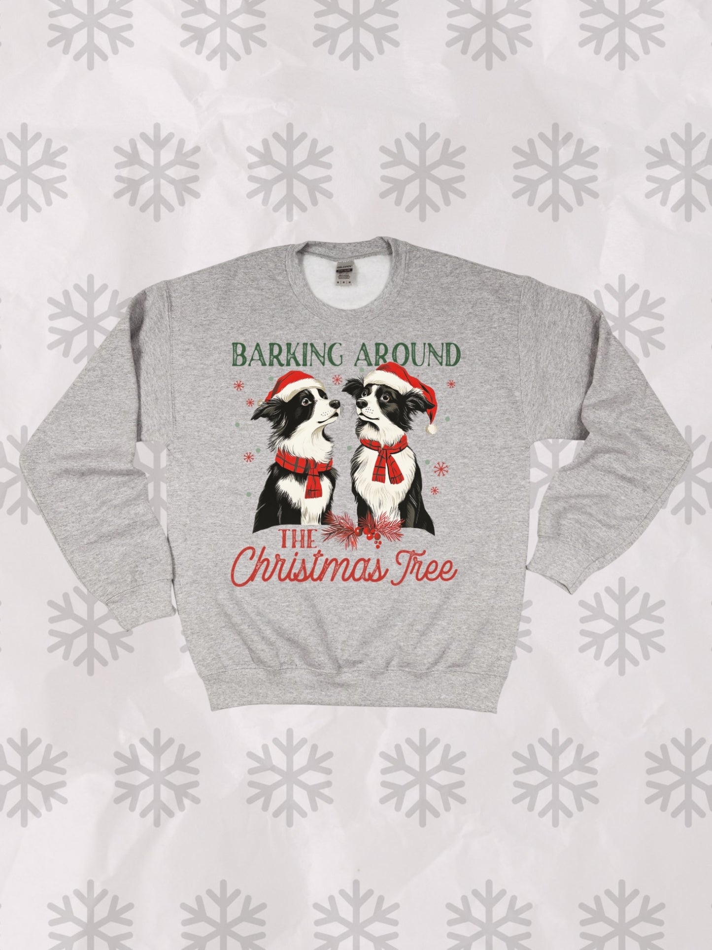 Barking around the Christmas tree crewneck