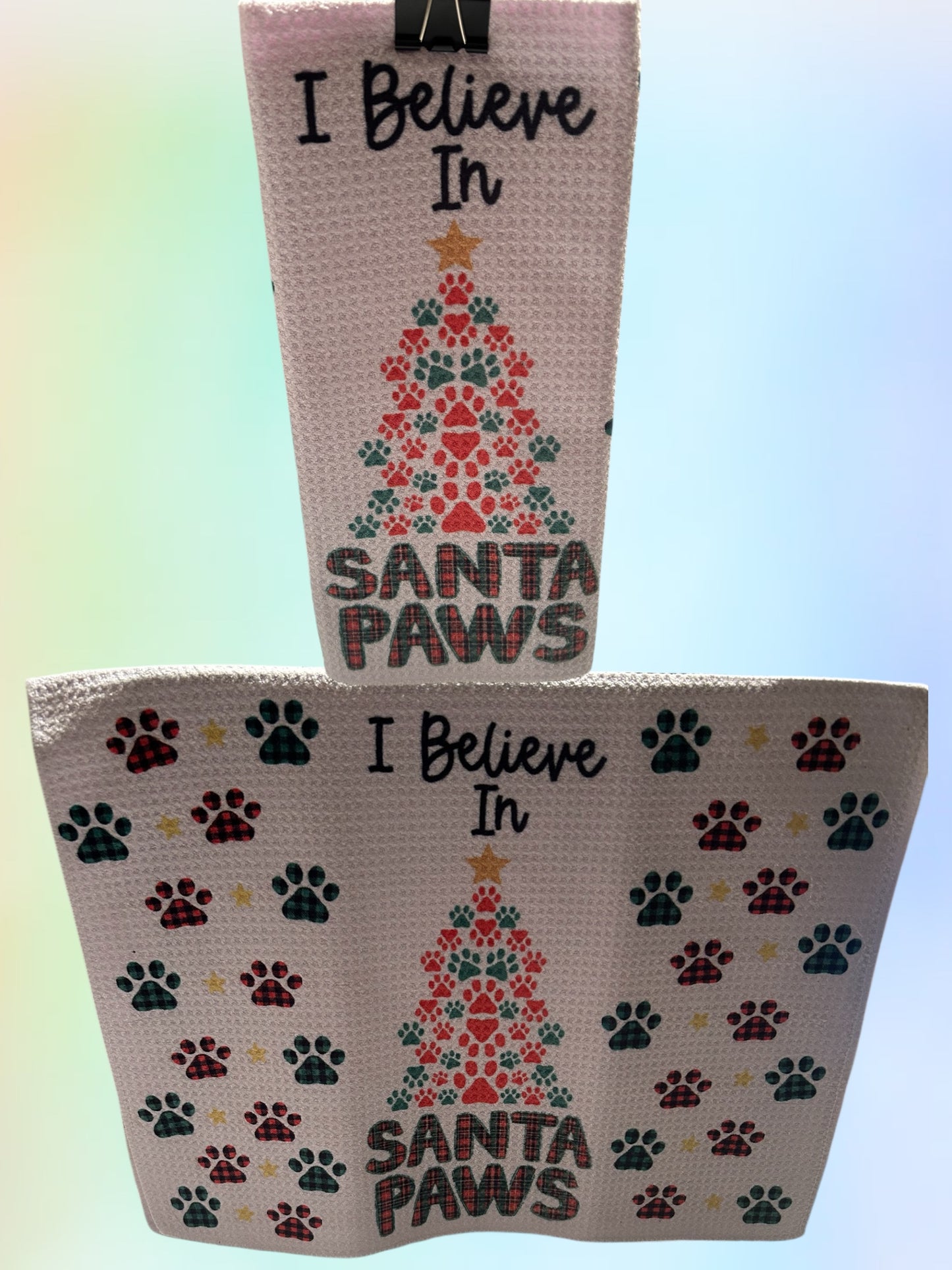 I believe in Santa paws waffle towel