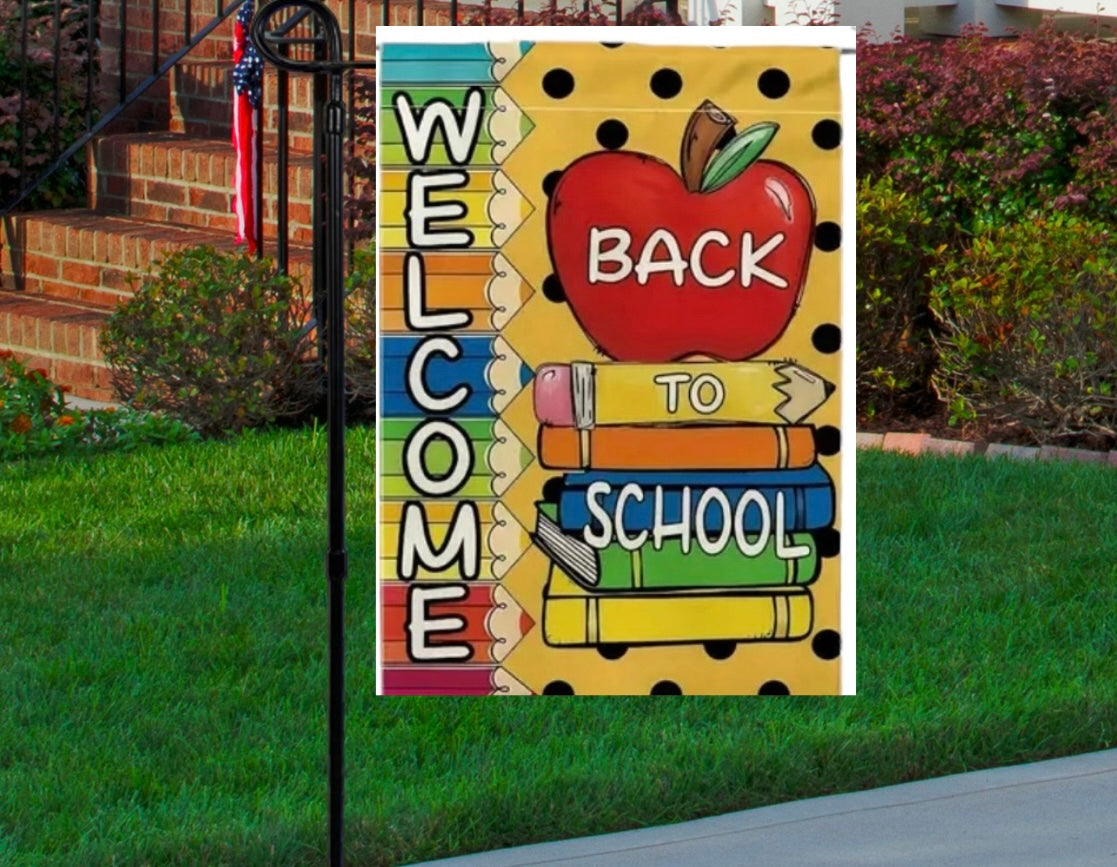 Welcome back to school 12x18 garden flag