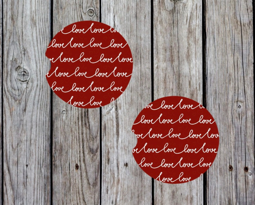 Red love car coasters (2)