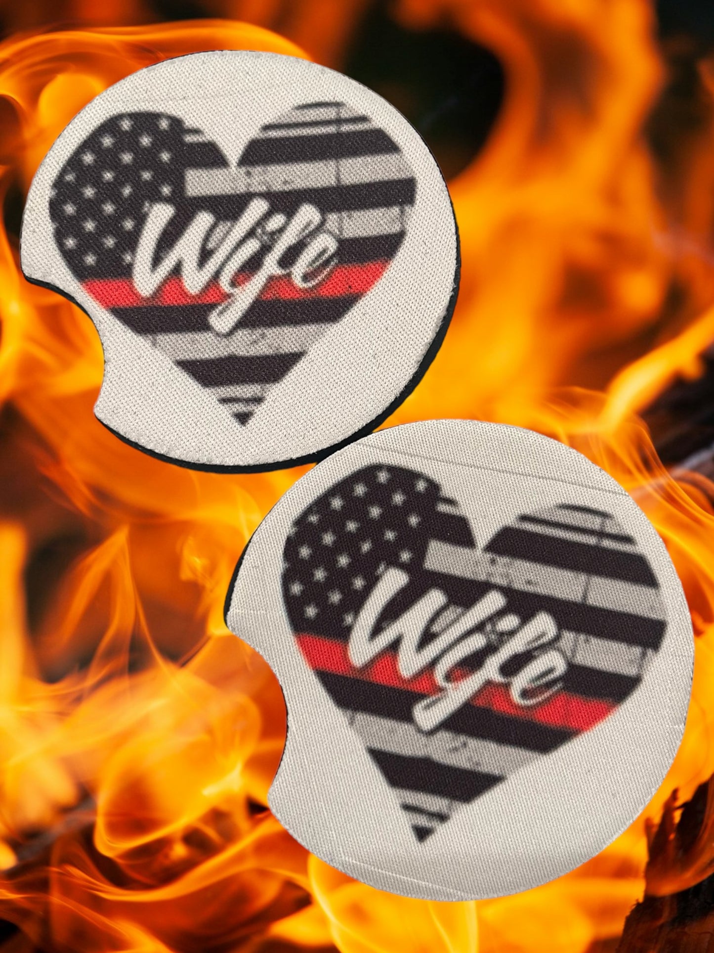 Fire fighter wife car coaster set (2)