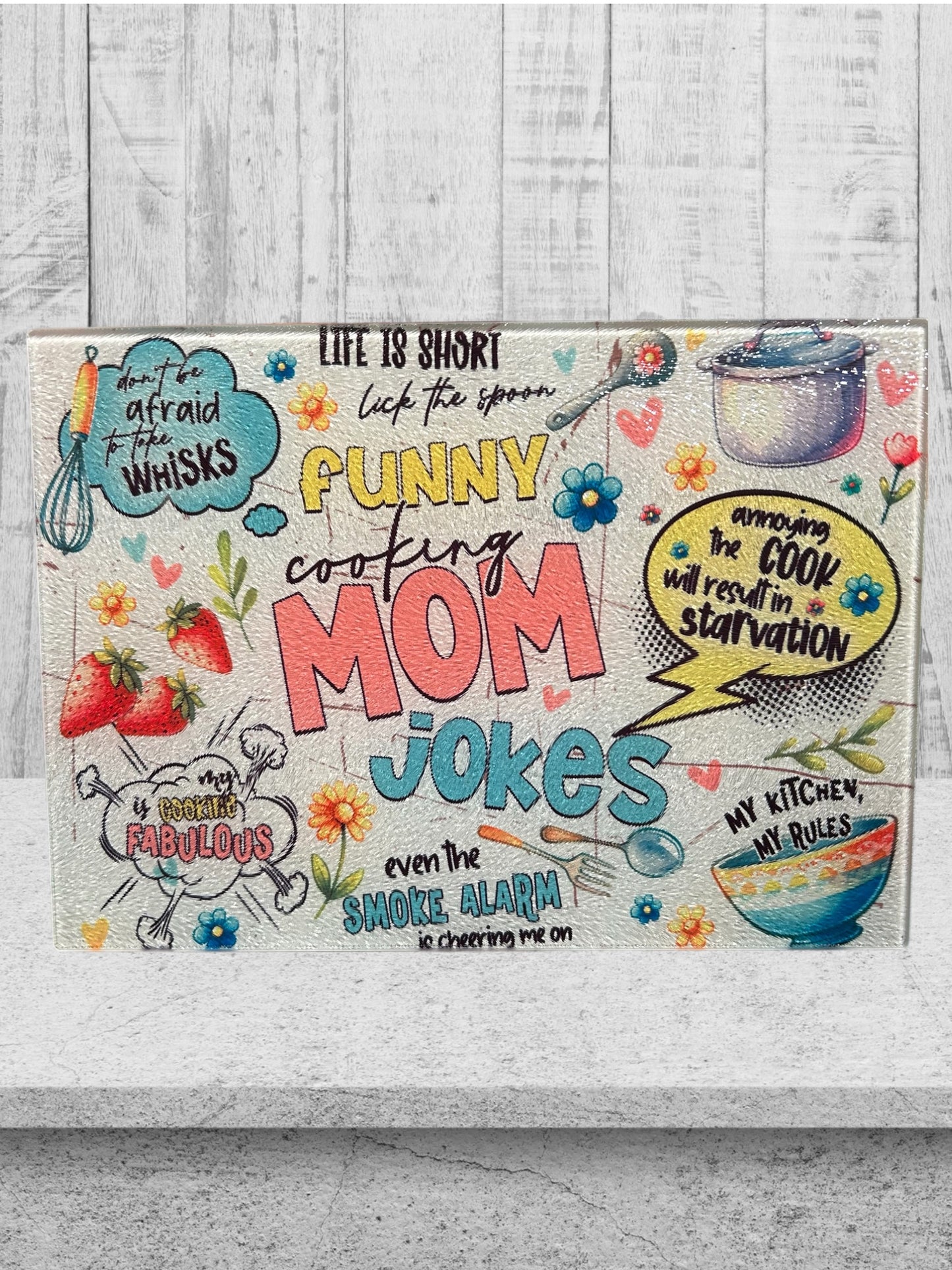 Mom jokes 8x11 glass cutting board
