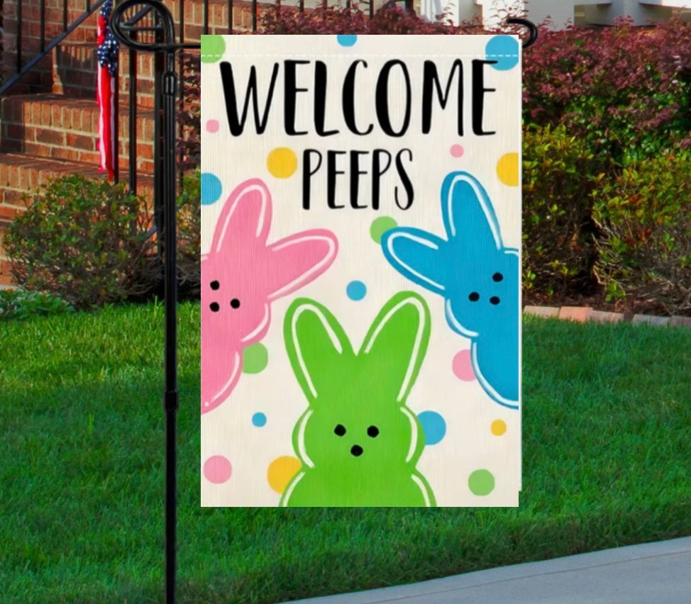Welcome peeps 12x18 garden flag