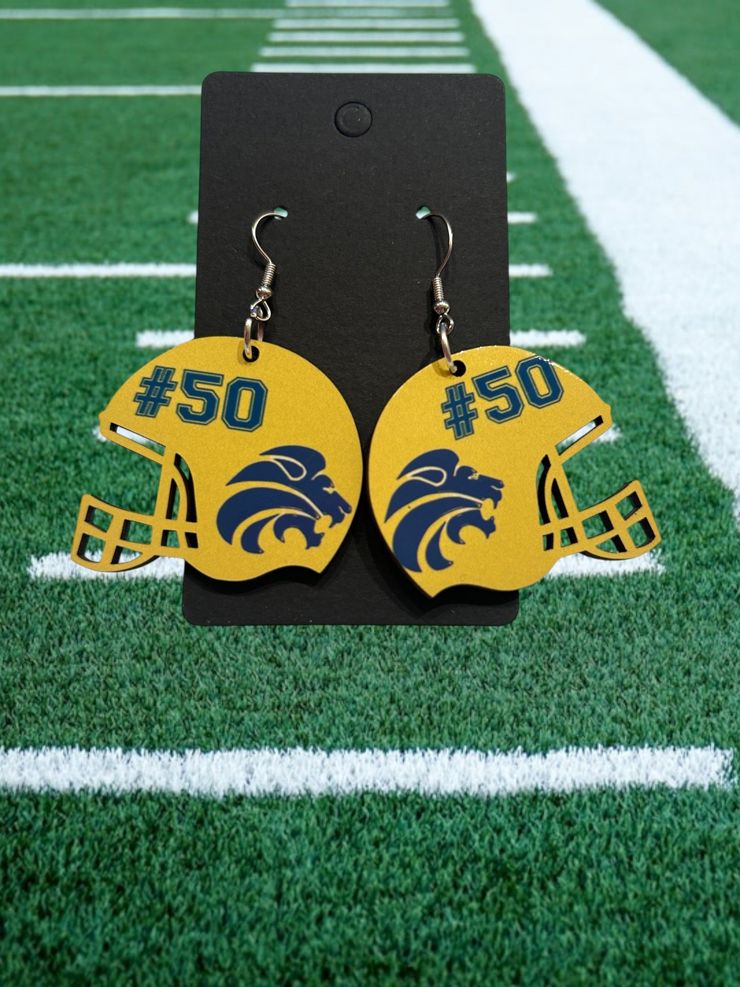 Custom helmet earrings
