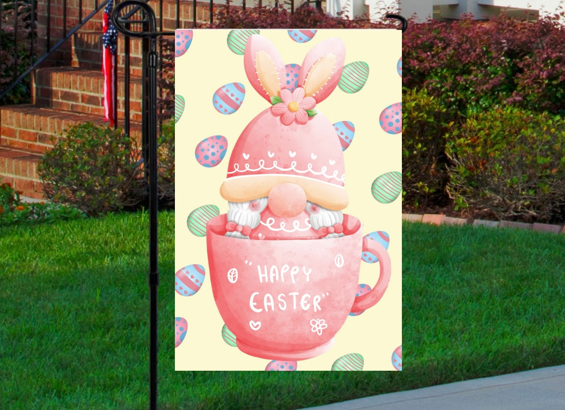 Happy Easter gnome 12x18 garden flag