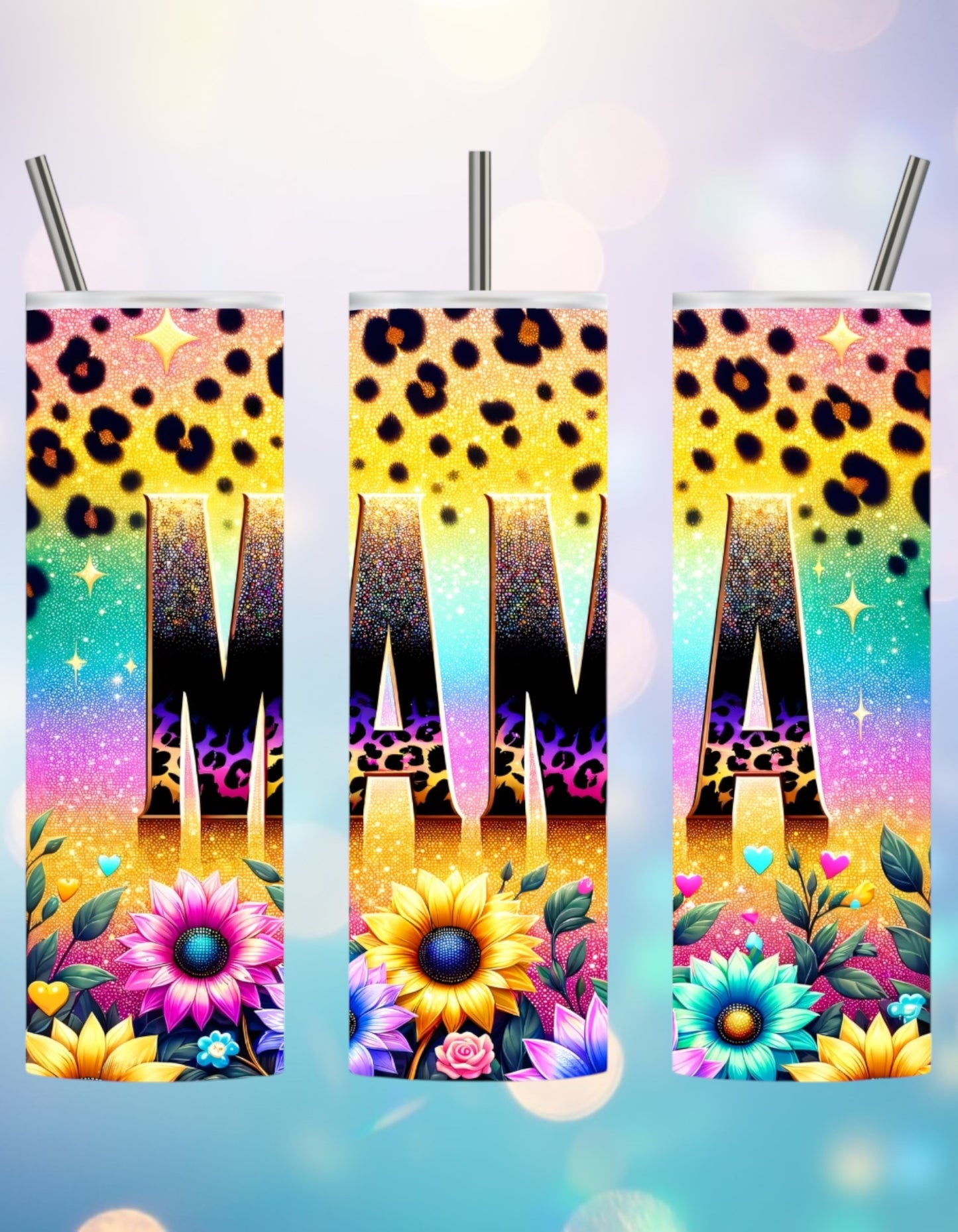 Cheetah flowers mama 20oz tumbler