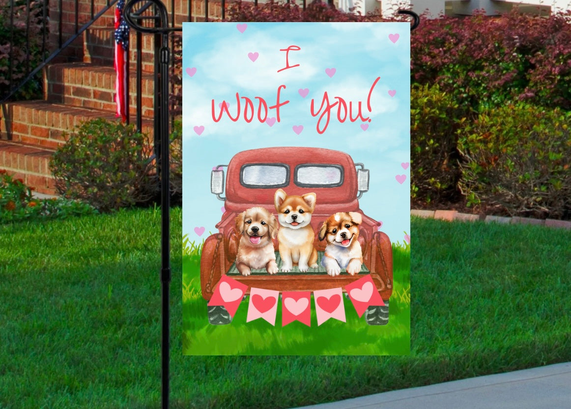 I woof you 12x18 garden flag