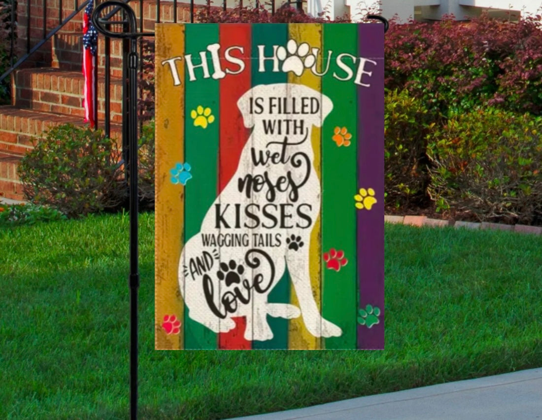 This house is filled with 12x18 garden flag