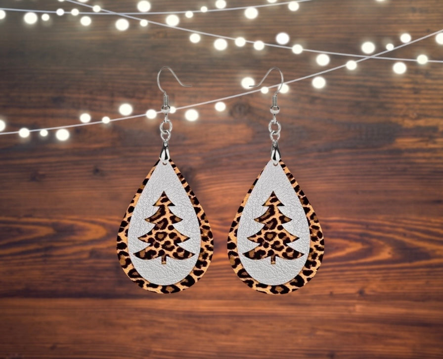 Cheetah trees teardrop earrings