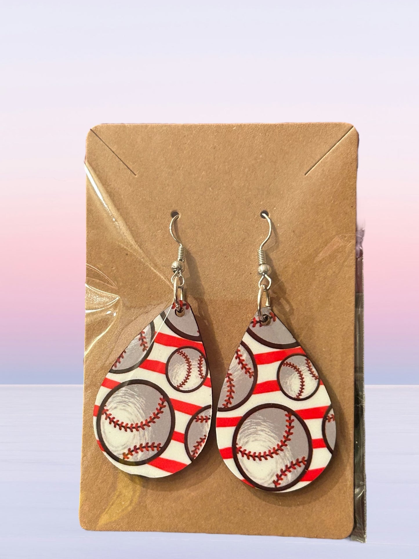 Baseball teardrop earrings