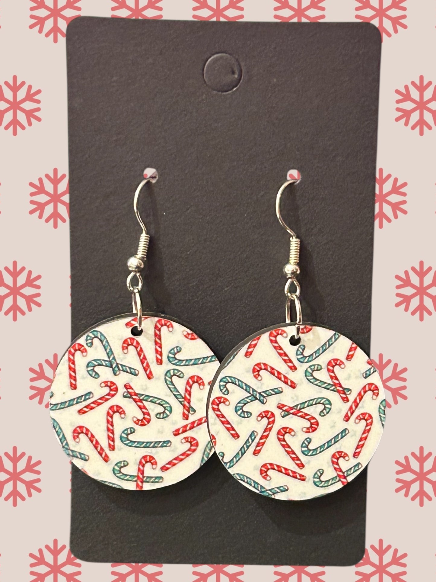 Candy canes round earrings
