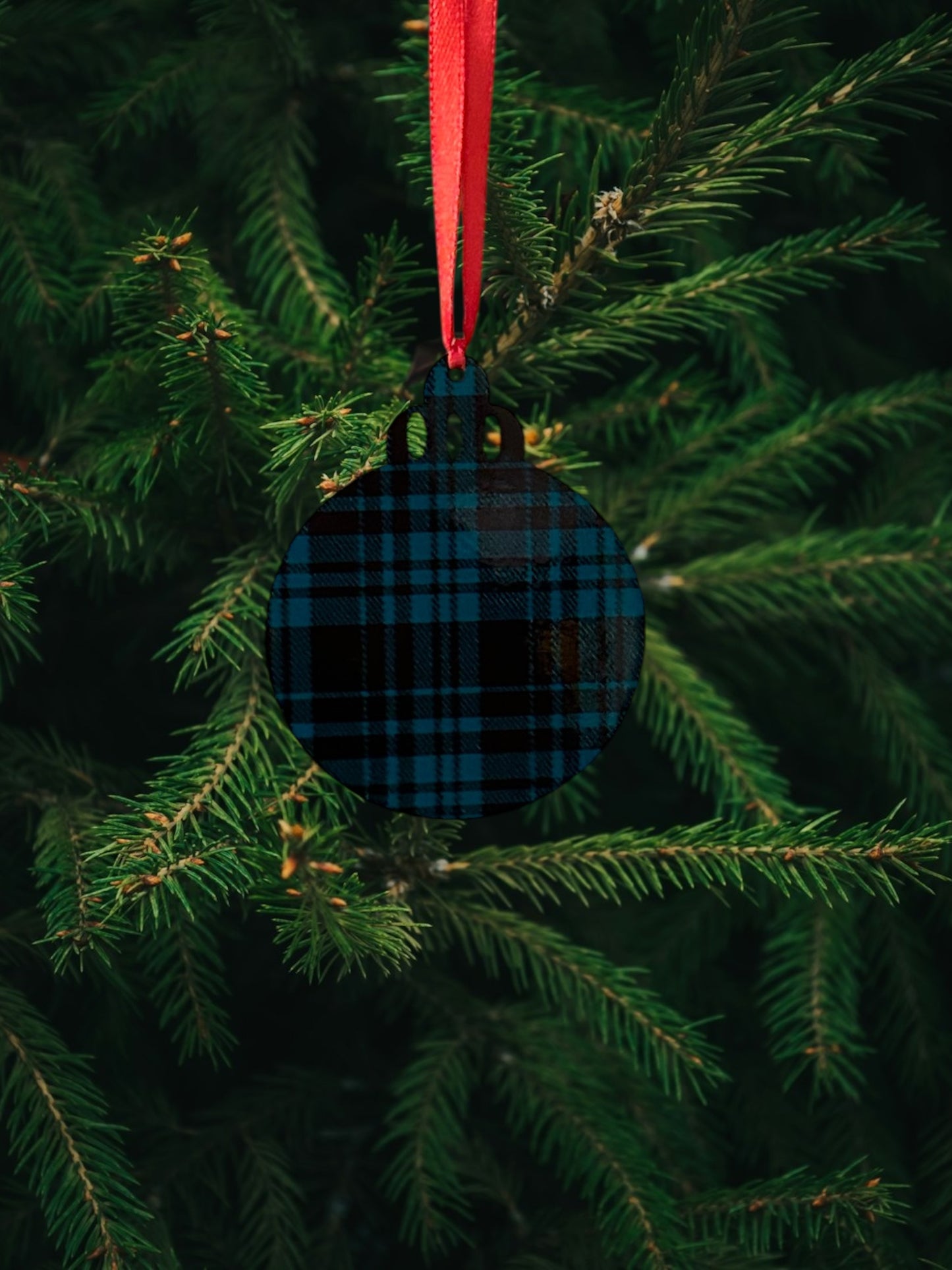 Green plaid bulb ornament
