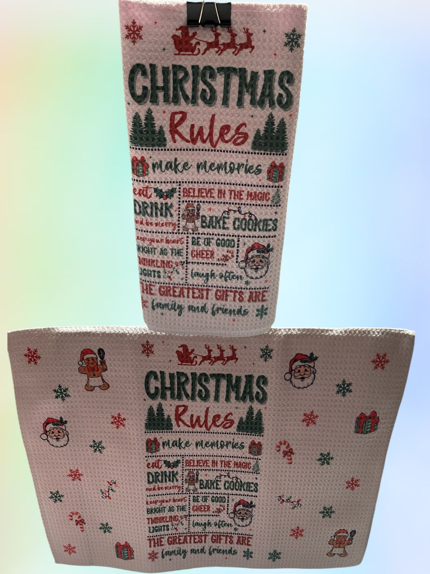 Christmas rules waffle towel