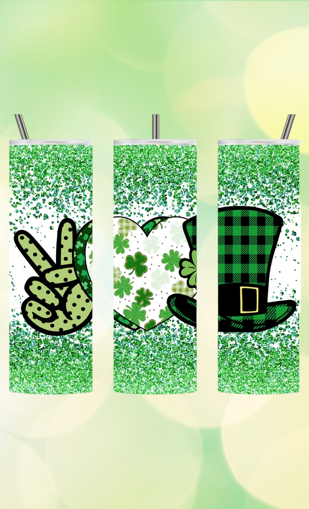 Peace love st patty’s day tumbler