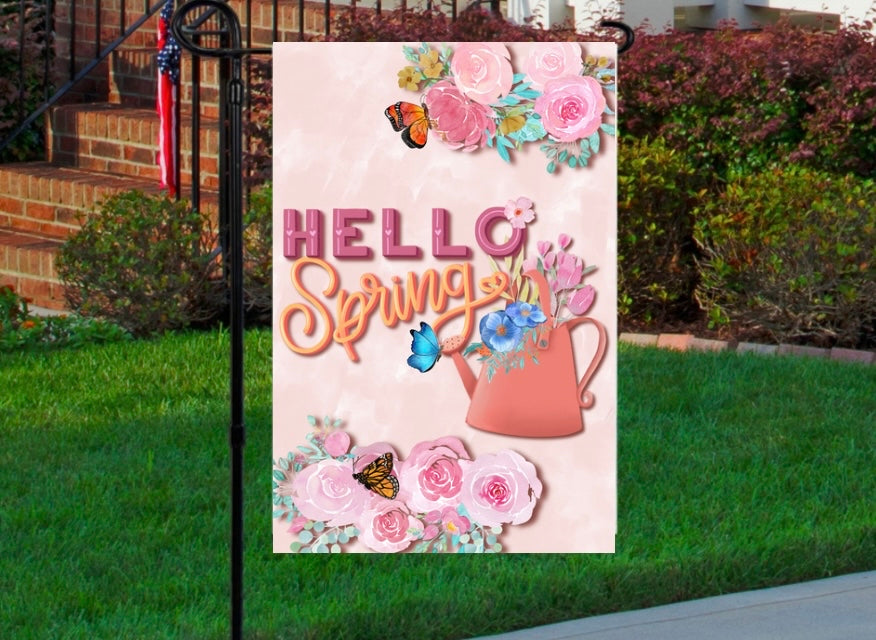 Hello spring 12x18 garden flag