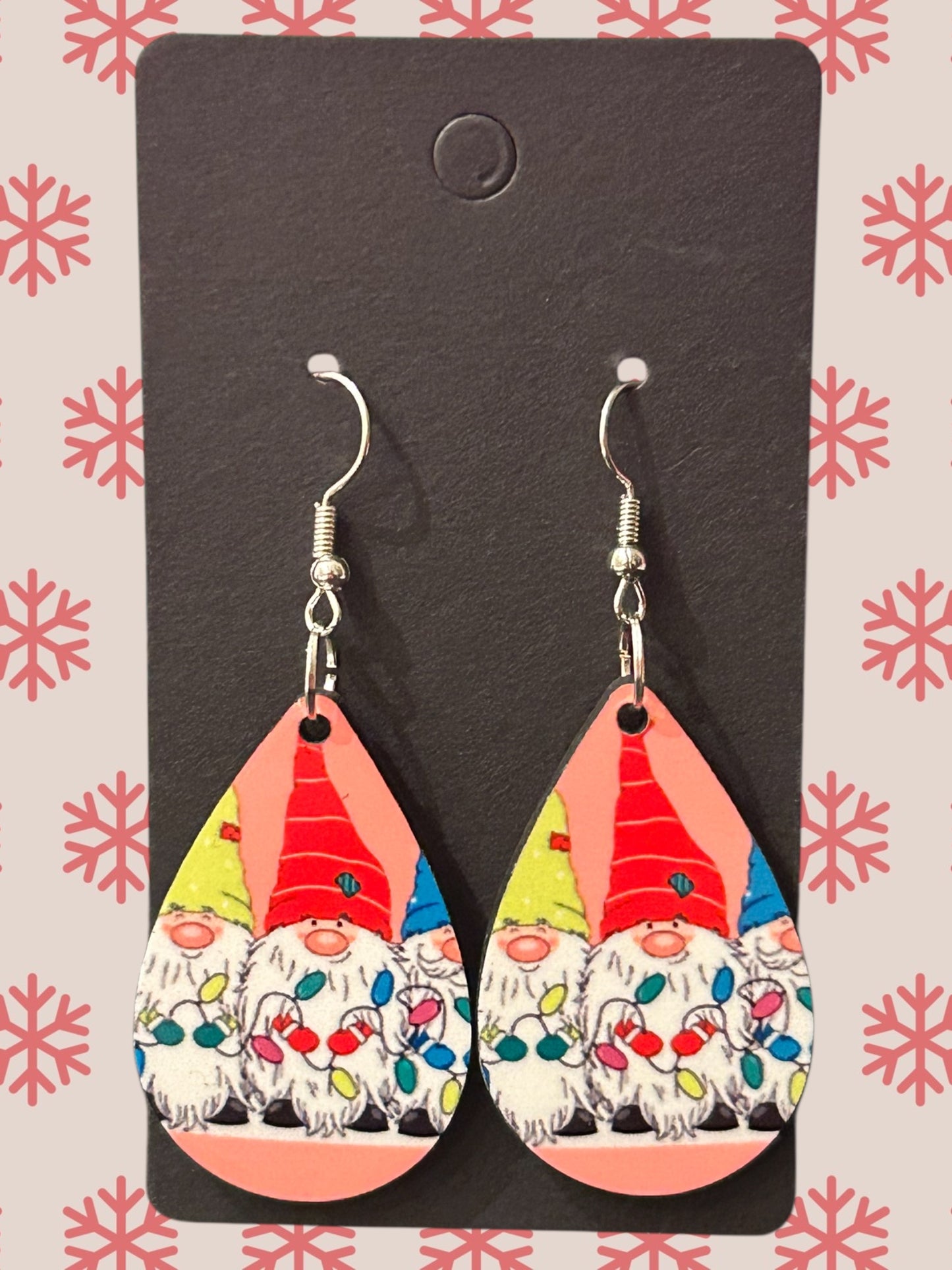 Christmas gnomes teardrop earrings