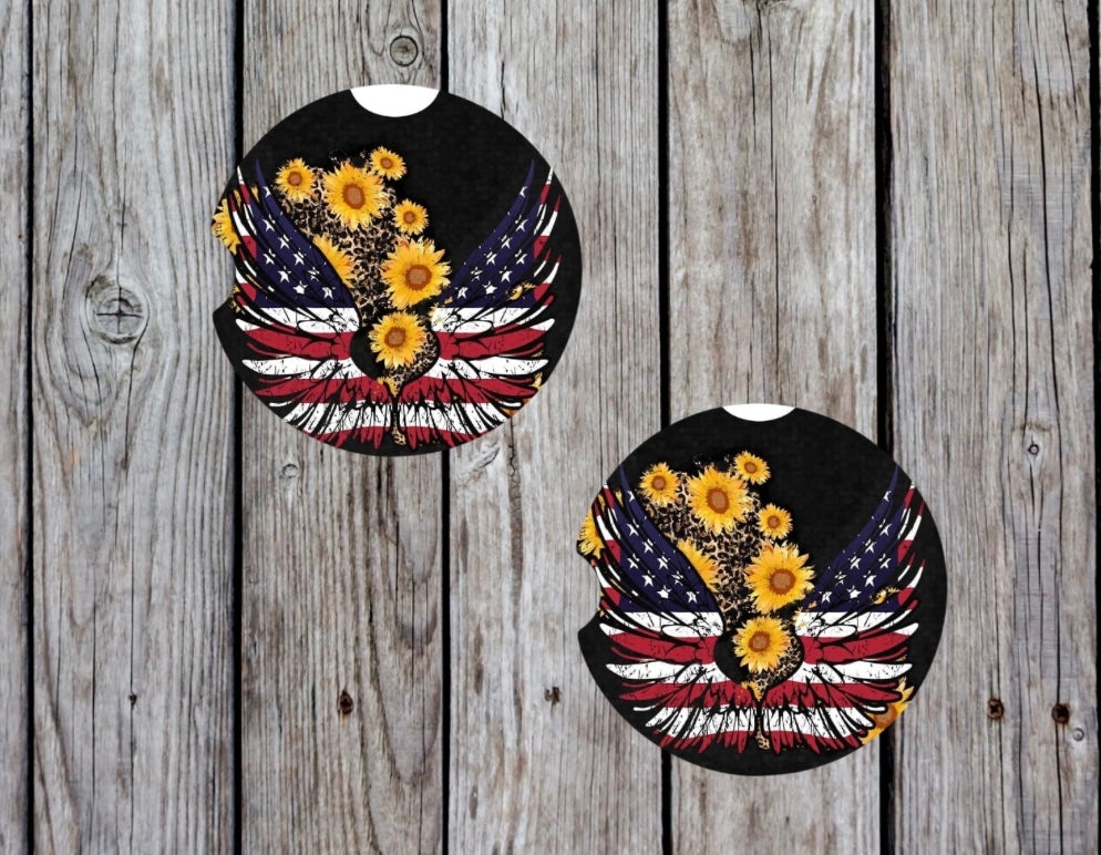 American sunflower car coasters (2)