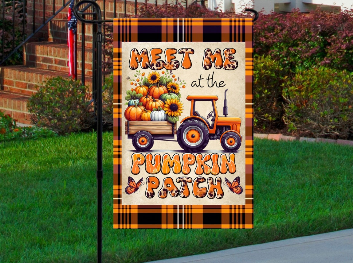 Meet me at the pumpkin patch 12x18 garden flag