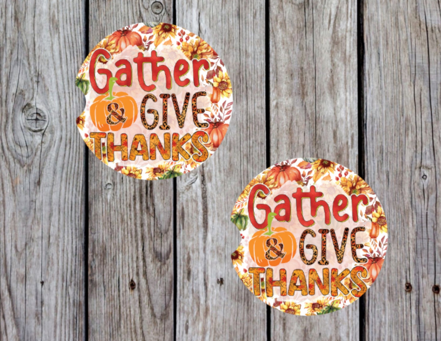 Gather and give thanks car coasters (2)