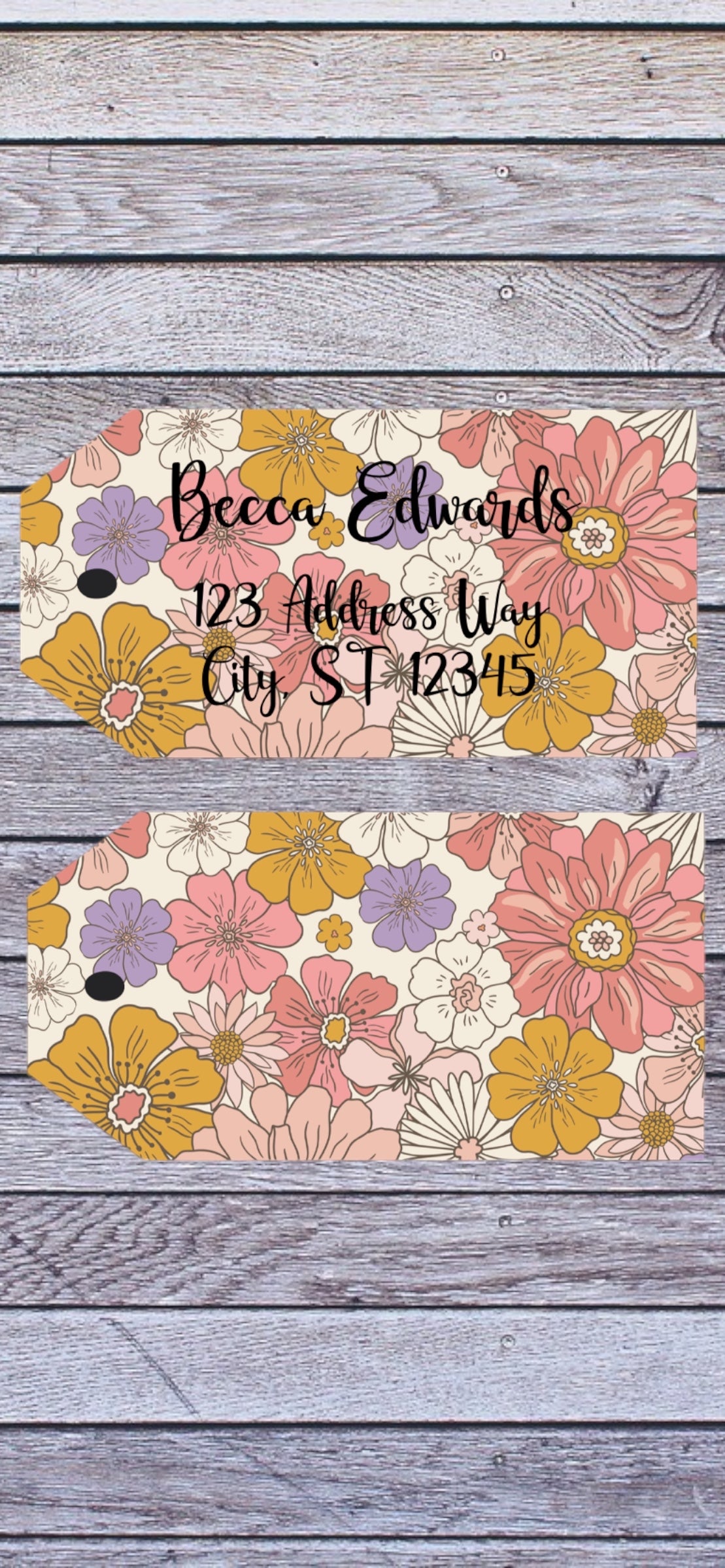 Floral luggage tag