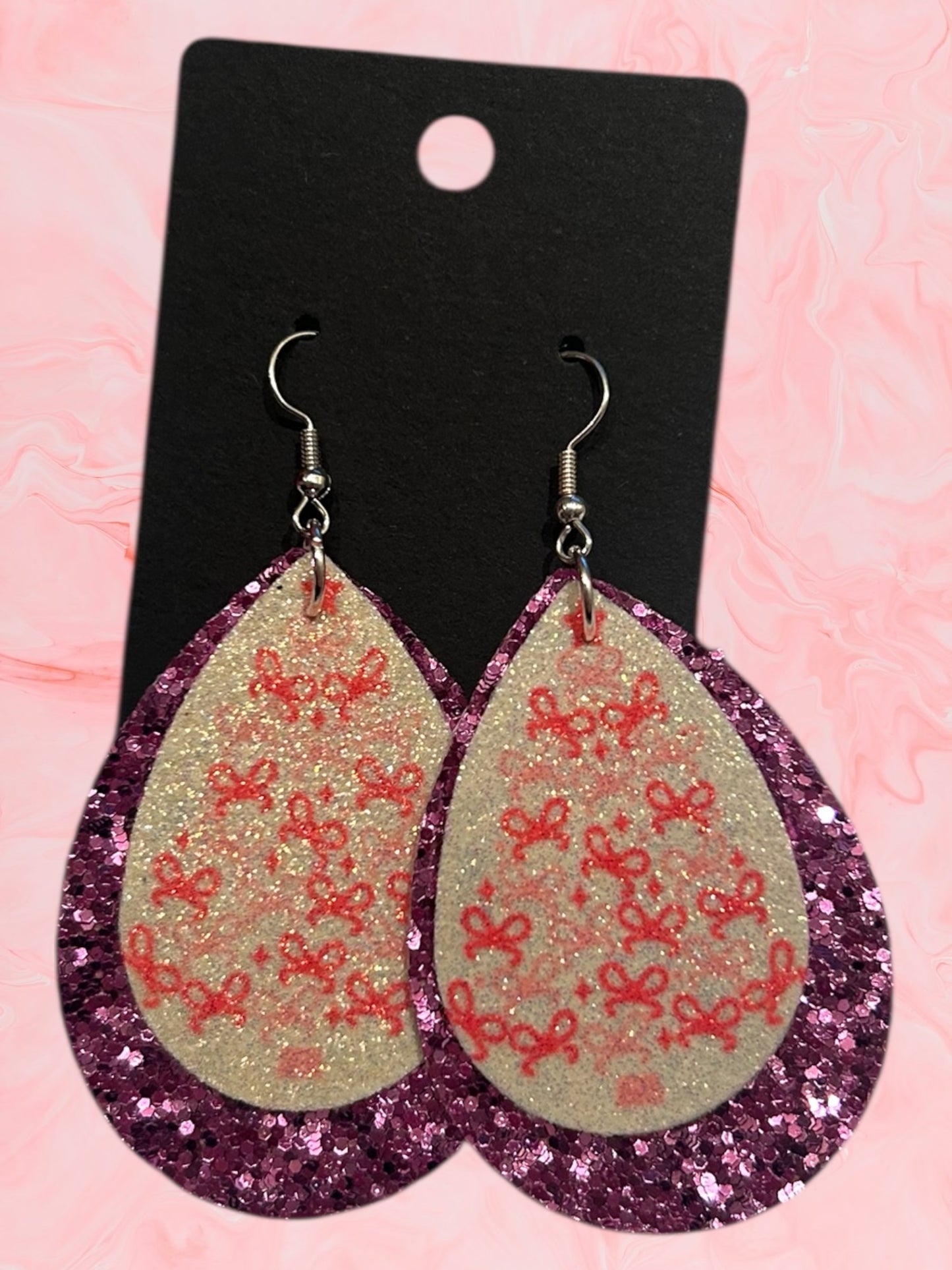 Pink Christmas faux earrings