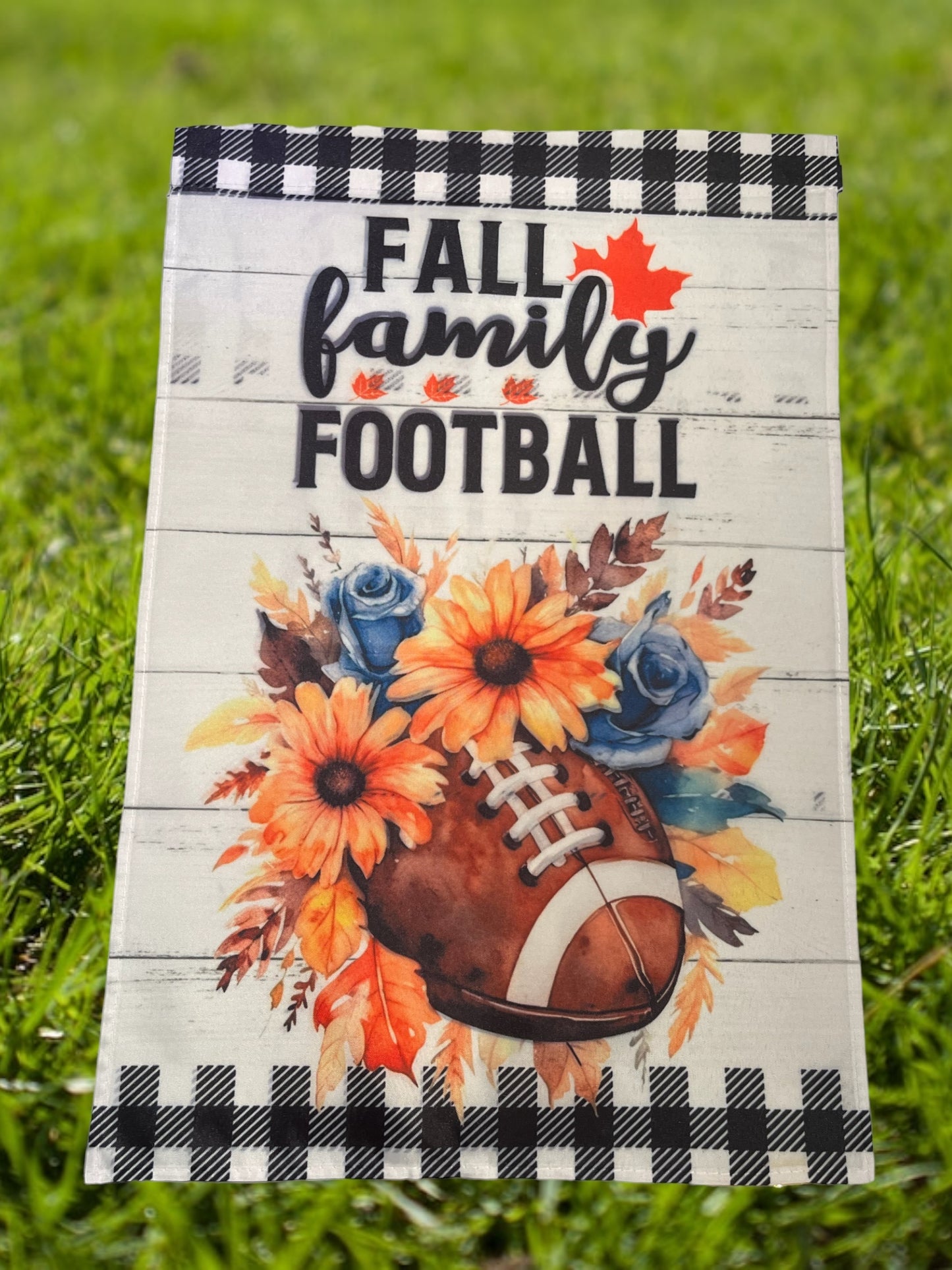 Fall family football 12x18 garden flag