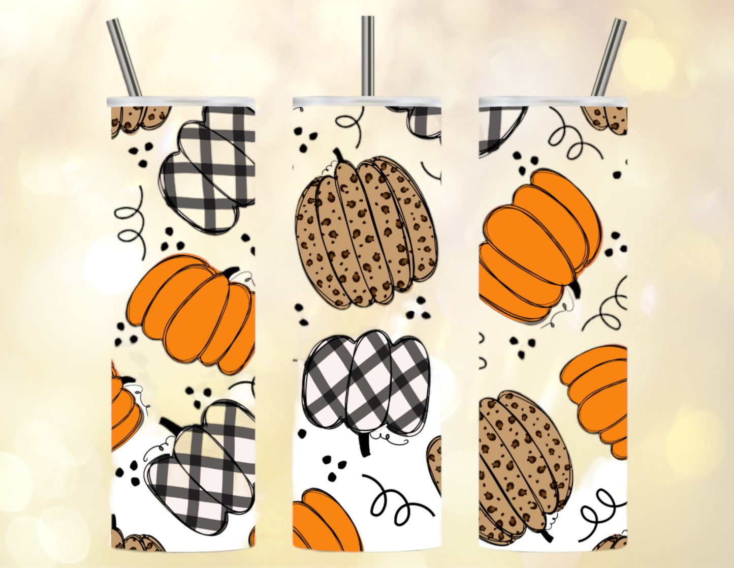 Orange plaid pumpkins 20oz tumbler