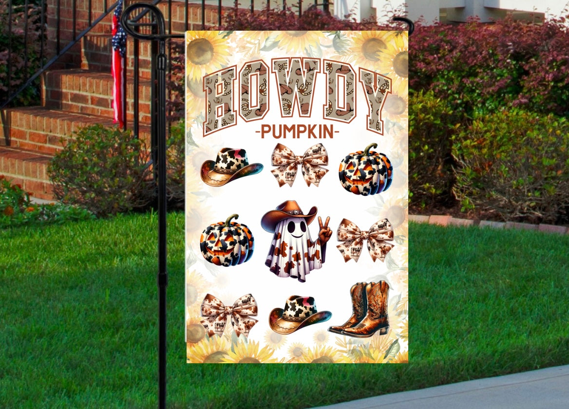 Howdy pumpkin 12x18 garden flag