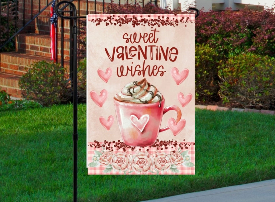 Sweet valentines wishes 12x18 garden flag