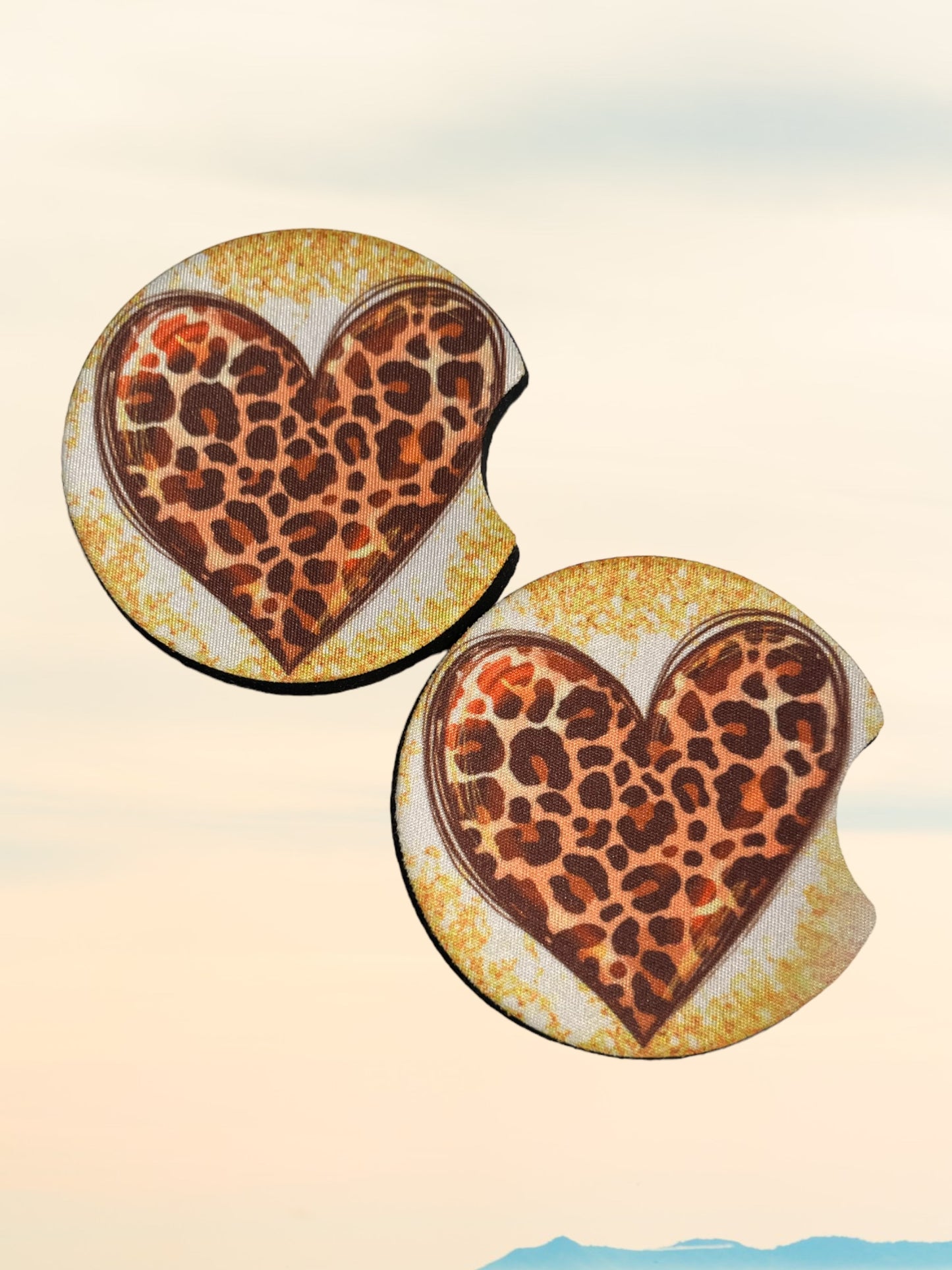 Cheetah heart car coasters (2)