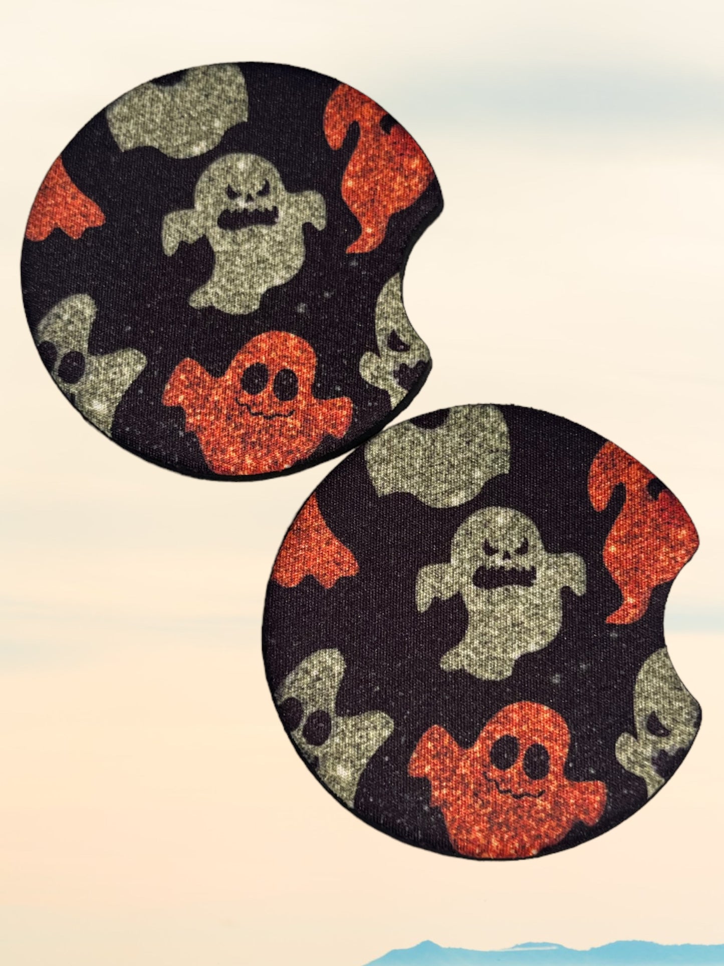 Glitter ghosts car coasters (2)