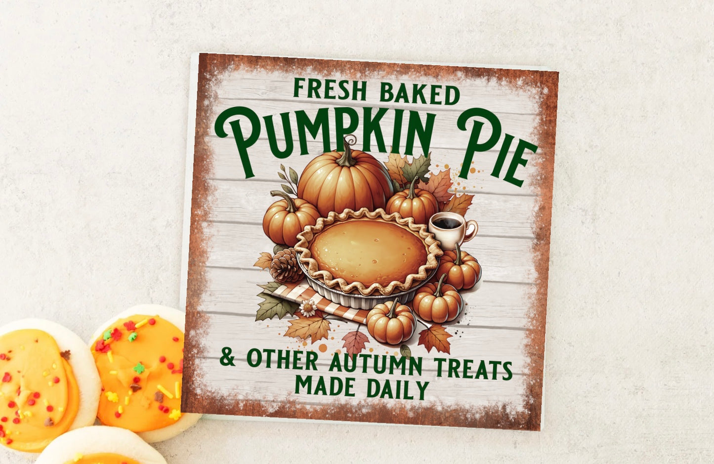 Fresh baked pumpkin pie 8x11 glass cutting board