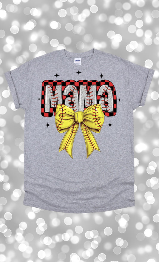 Softball mama bow shirt