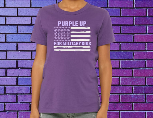 Purple up for military kids flag tshirt