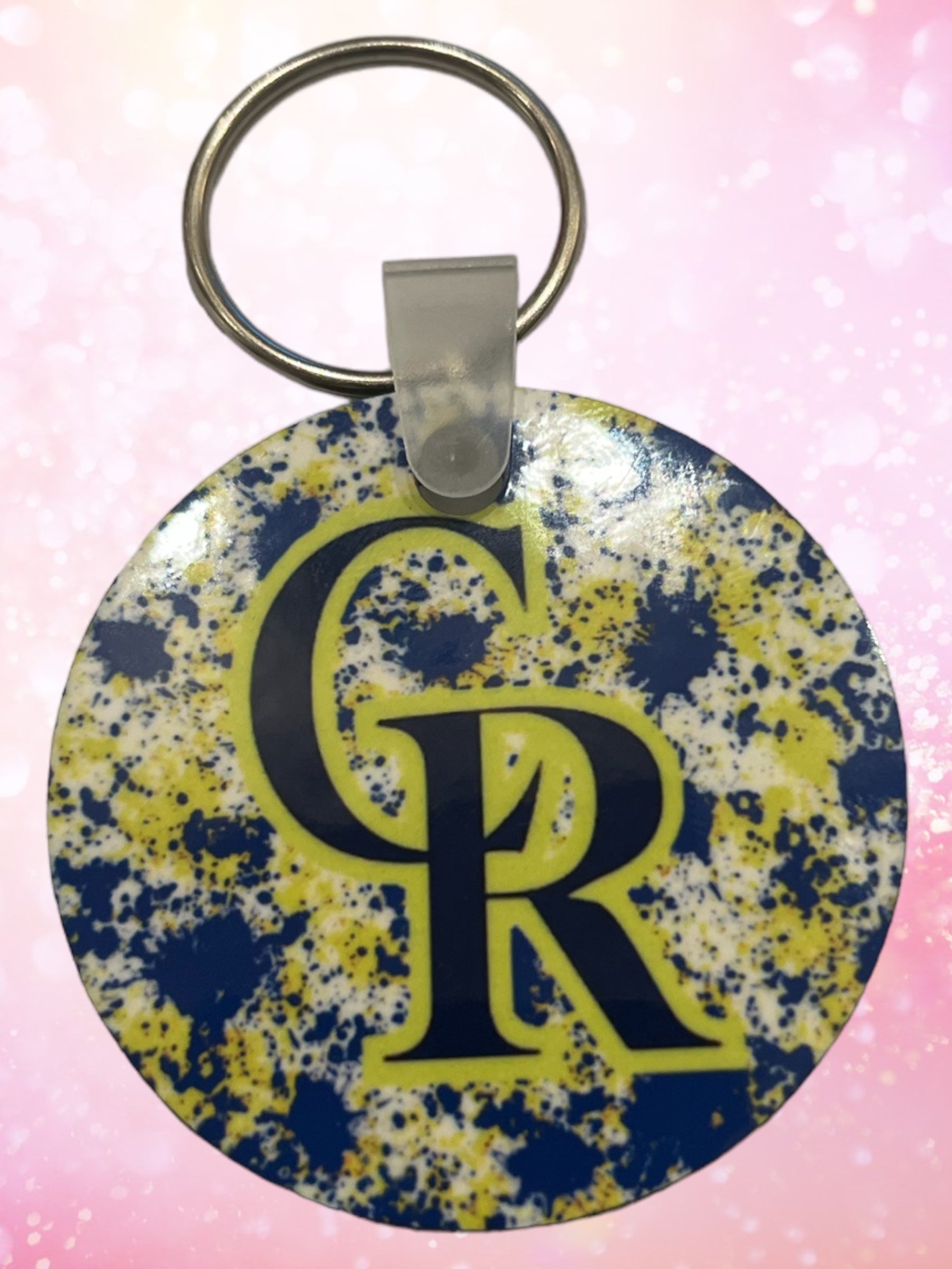 Cr paint splatter 2ā keychain ā Beautiful Expressions LLC