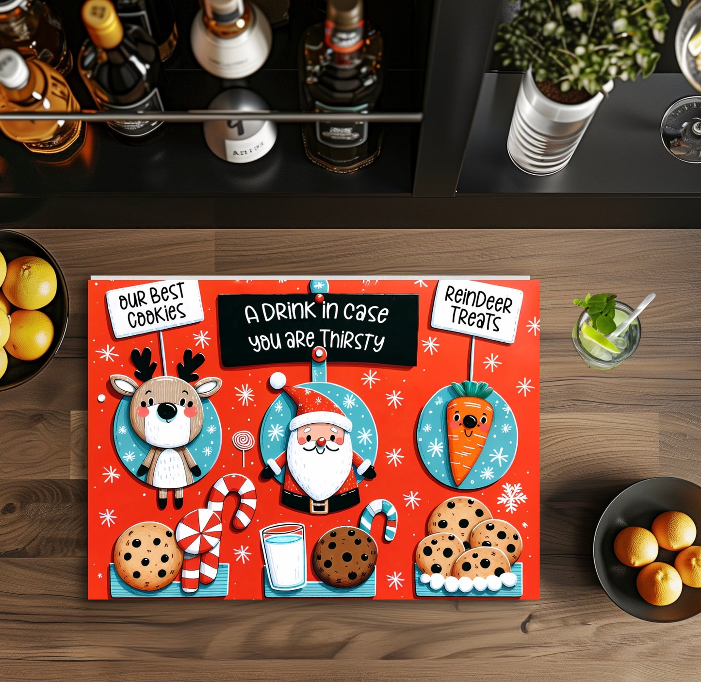 Santa’s cookies 8x11 glass cutting board