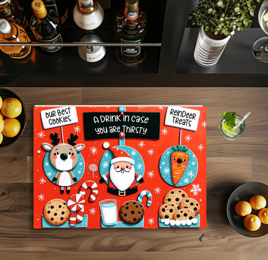 Santa’s cookies 8x11 glass cutting board