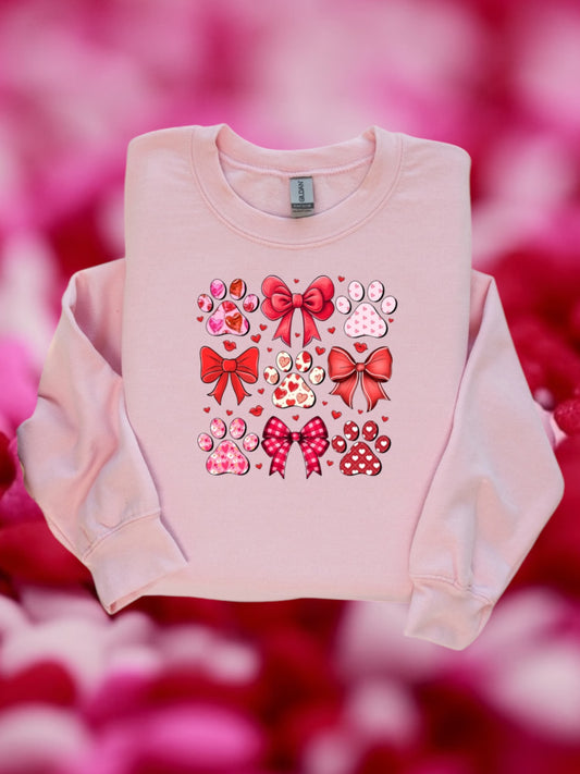 Paw print bow coquette crewneck