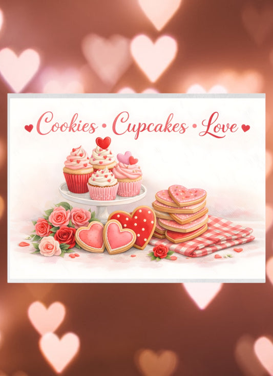 Cookies cupcakes love cutting board