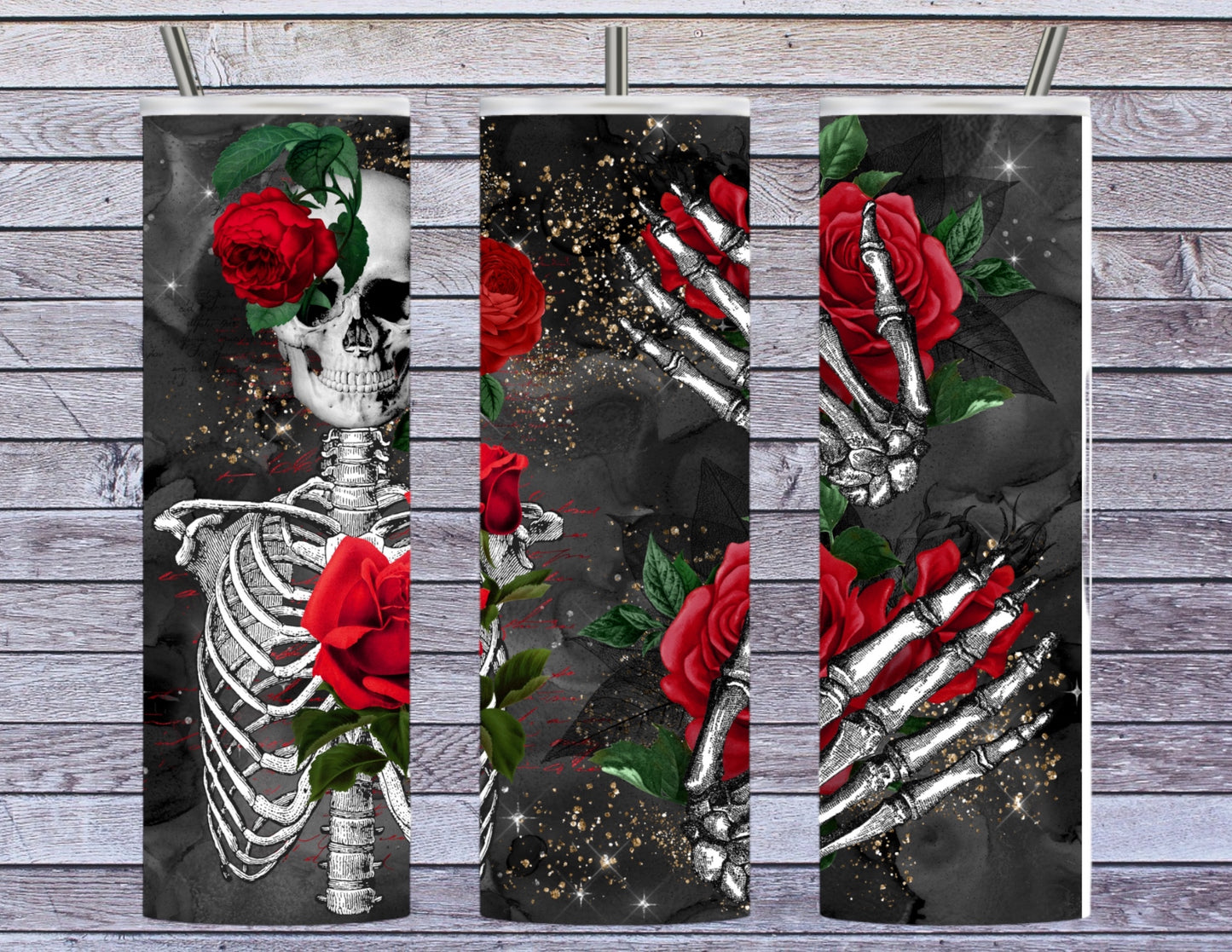 Skeleton with roses 20oz tumbler