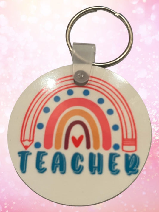 Rainbow teacher 2” keychain