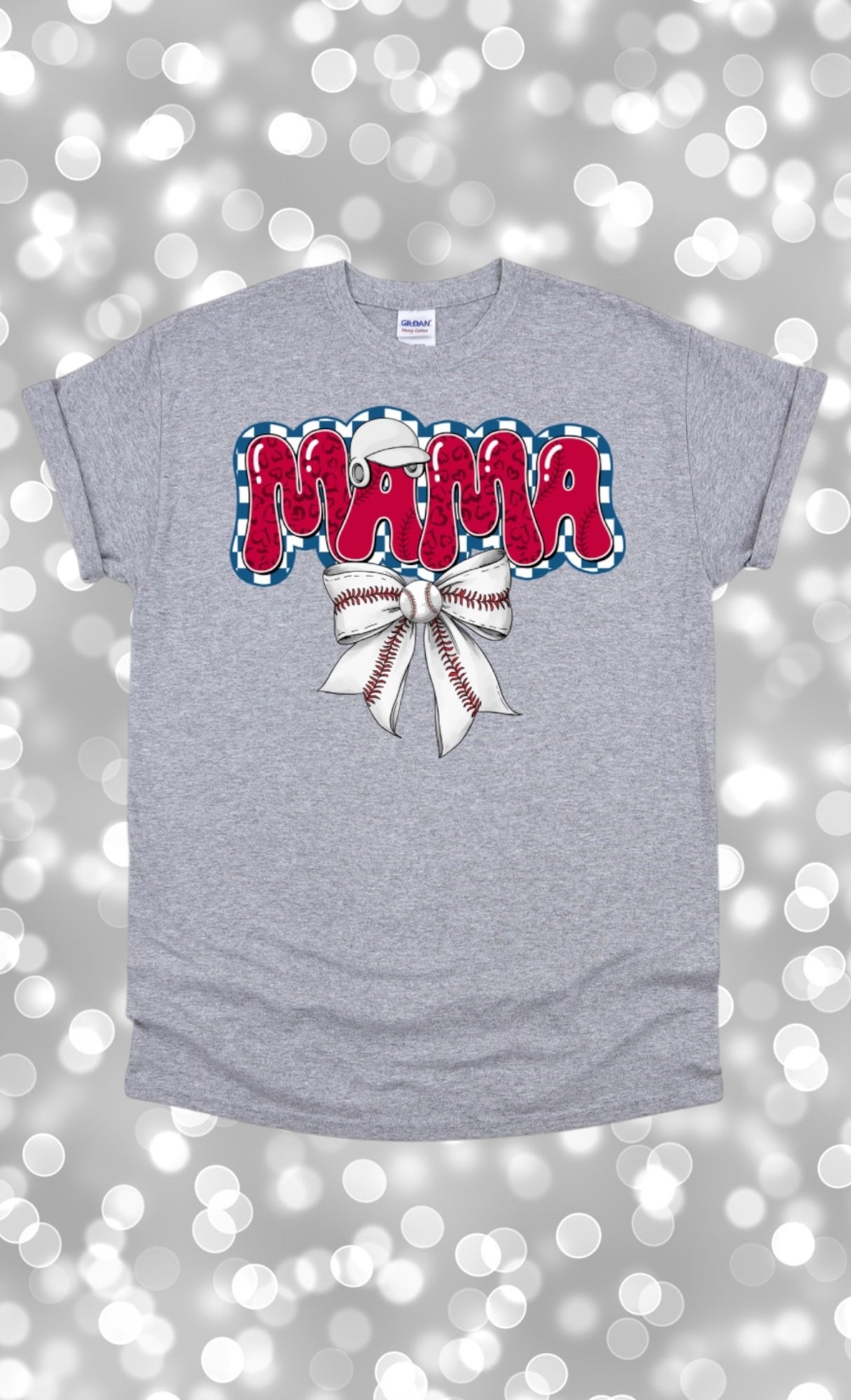 Baseball mama bow tshirt