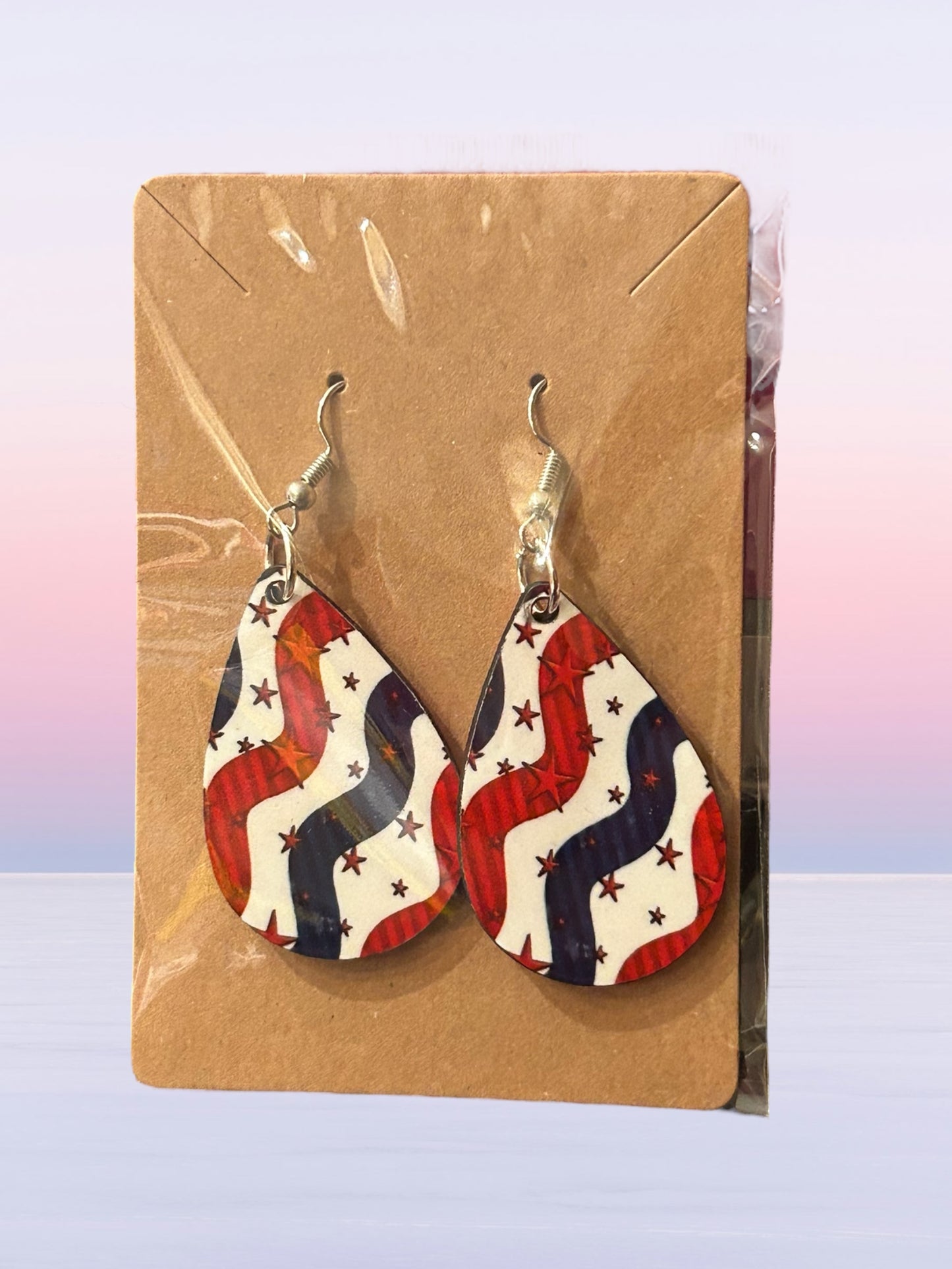Patriotic waves teardrop earrings