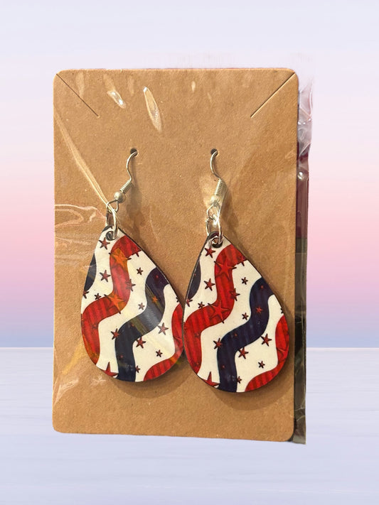 Patriotic waves teardrop earrings