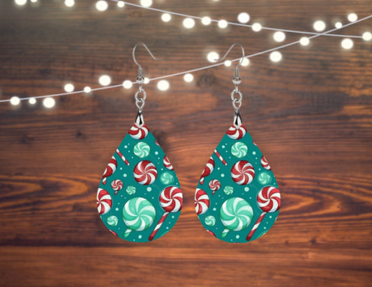 Peppermint candy tear drop earrings