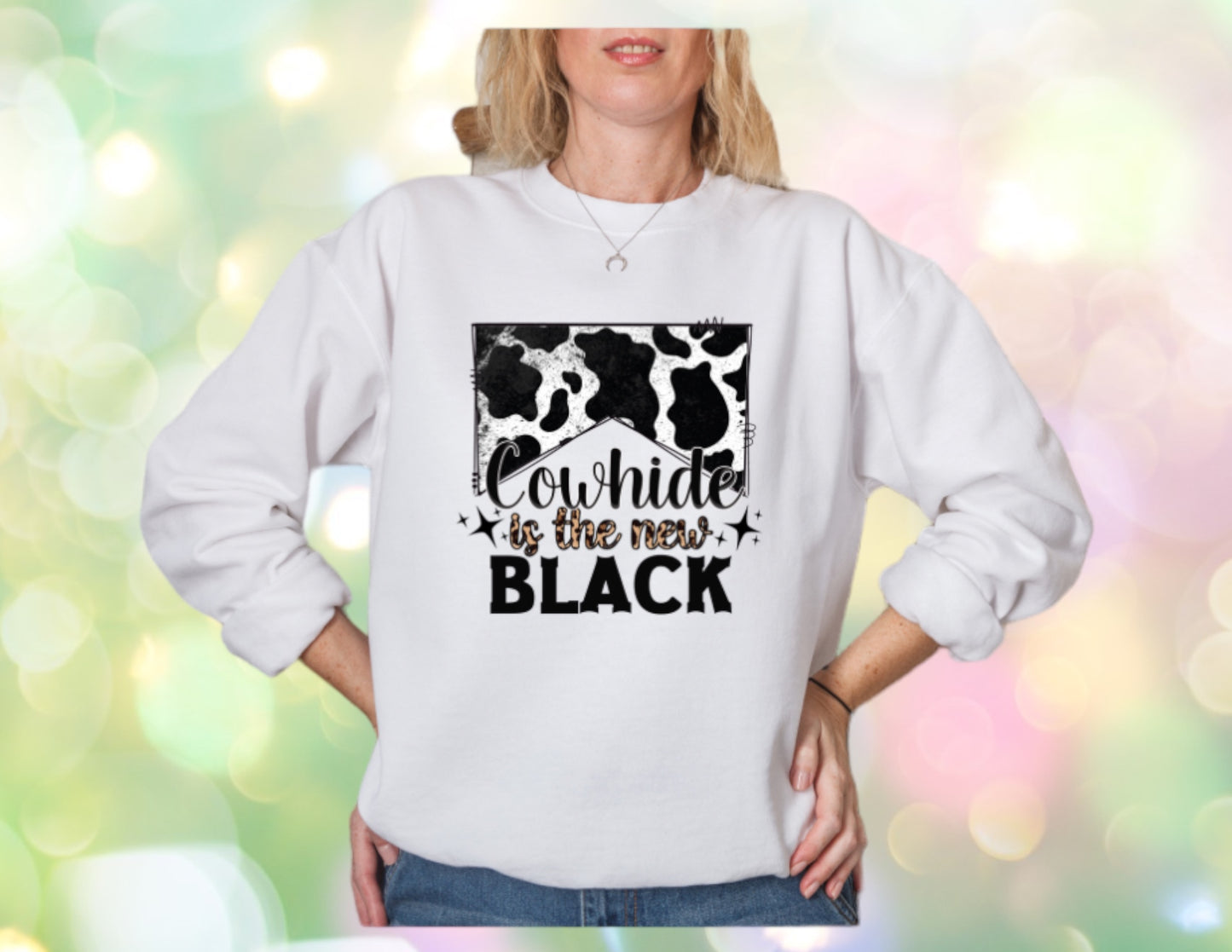 Cowhide is the new black crewneck
