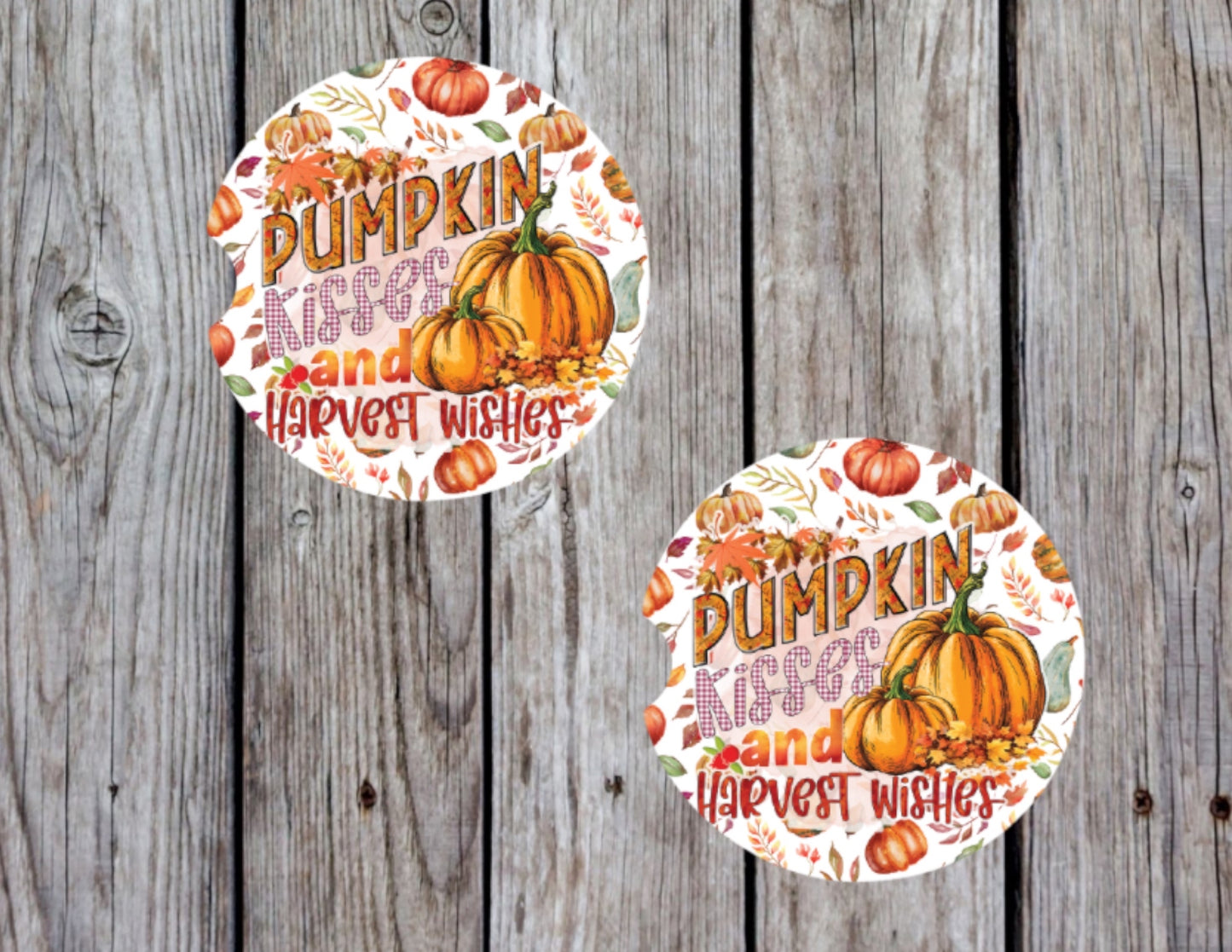 Pumpkin kisses and harvest wishes car coasters (2)