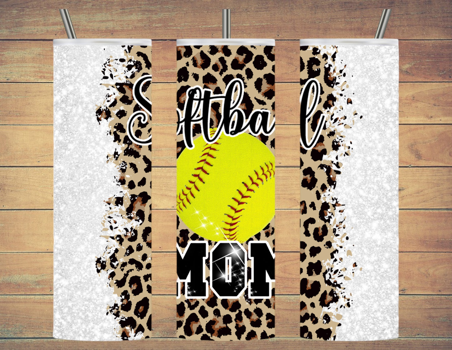 Softball mom cheetah 20oz tumbler