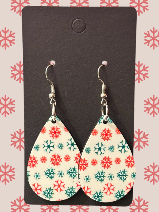 Snowflakes teardrop earrings