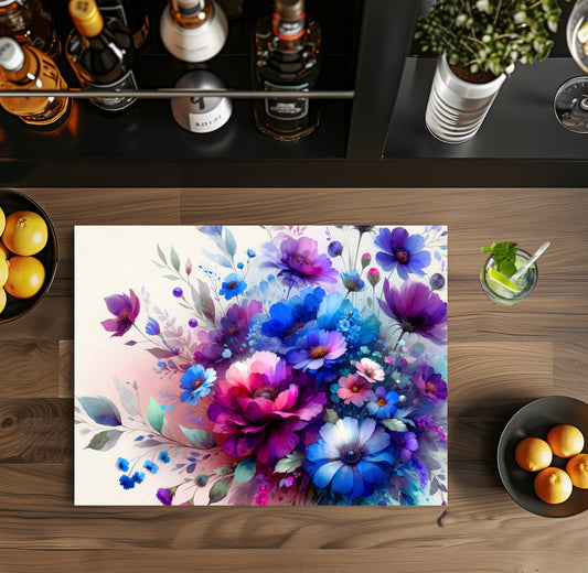 Floral 8x11 glass cutting board
